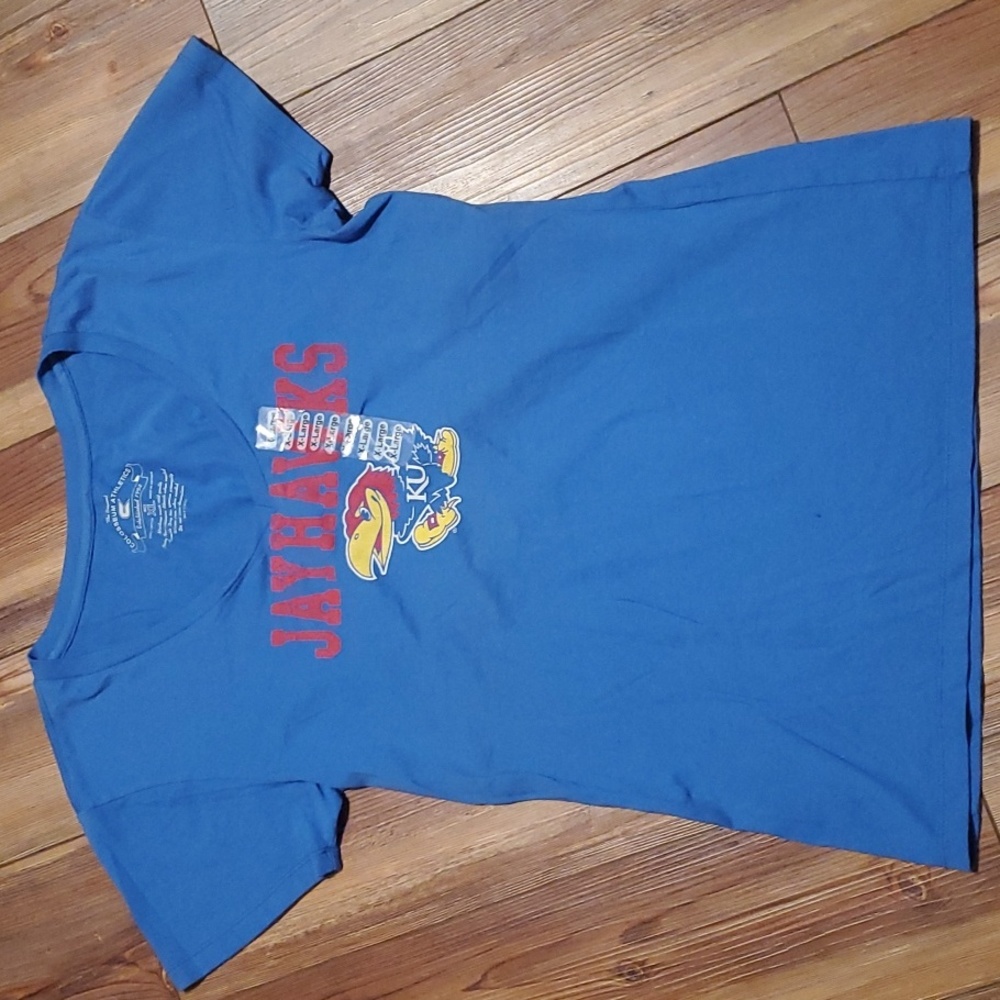 Jayhawks Women's V-Neck KU Tee-Shirt Size XL - New With Tags